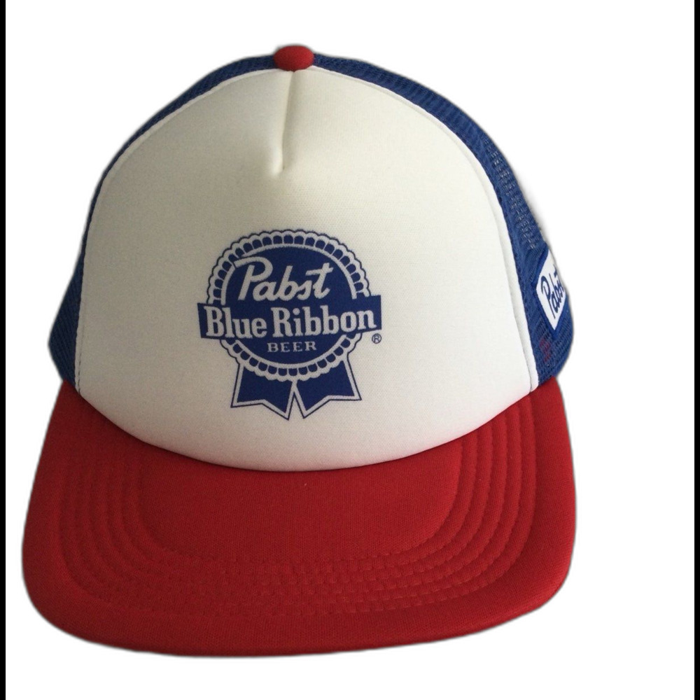 Pabst Blue Ribbon Cap Hat Men's Snapback Red Wht Blue (PBR) Foam Front Truckers